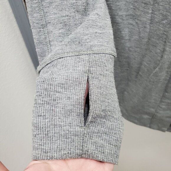 Shambhala Women's Gray Spacedye Jersey Knit Asymmetrical Wrap Cowl Cardigan‎ M - Picture 2 of 9